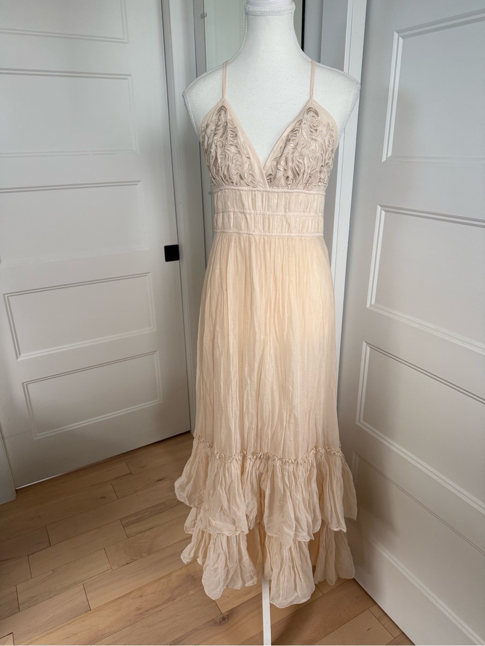 French Connection Cream Spaghetti-Strap Maxi Dress